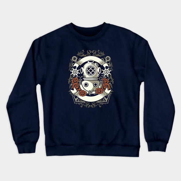 Diver Flowers Anchors Crewneck Sweatshirt by Rebus28